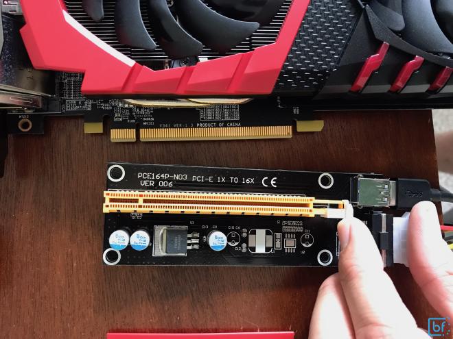 GPU lined up with riser socket
