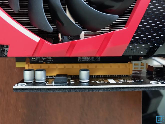 GPU mounted onto riser and locked